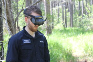 Up close view of man during FPV training