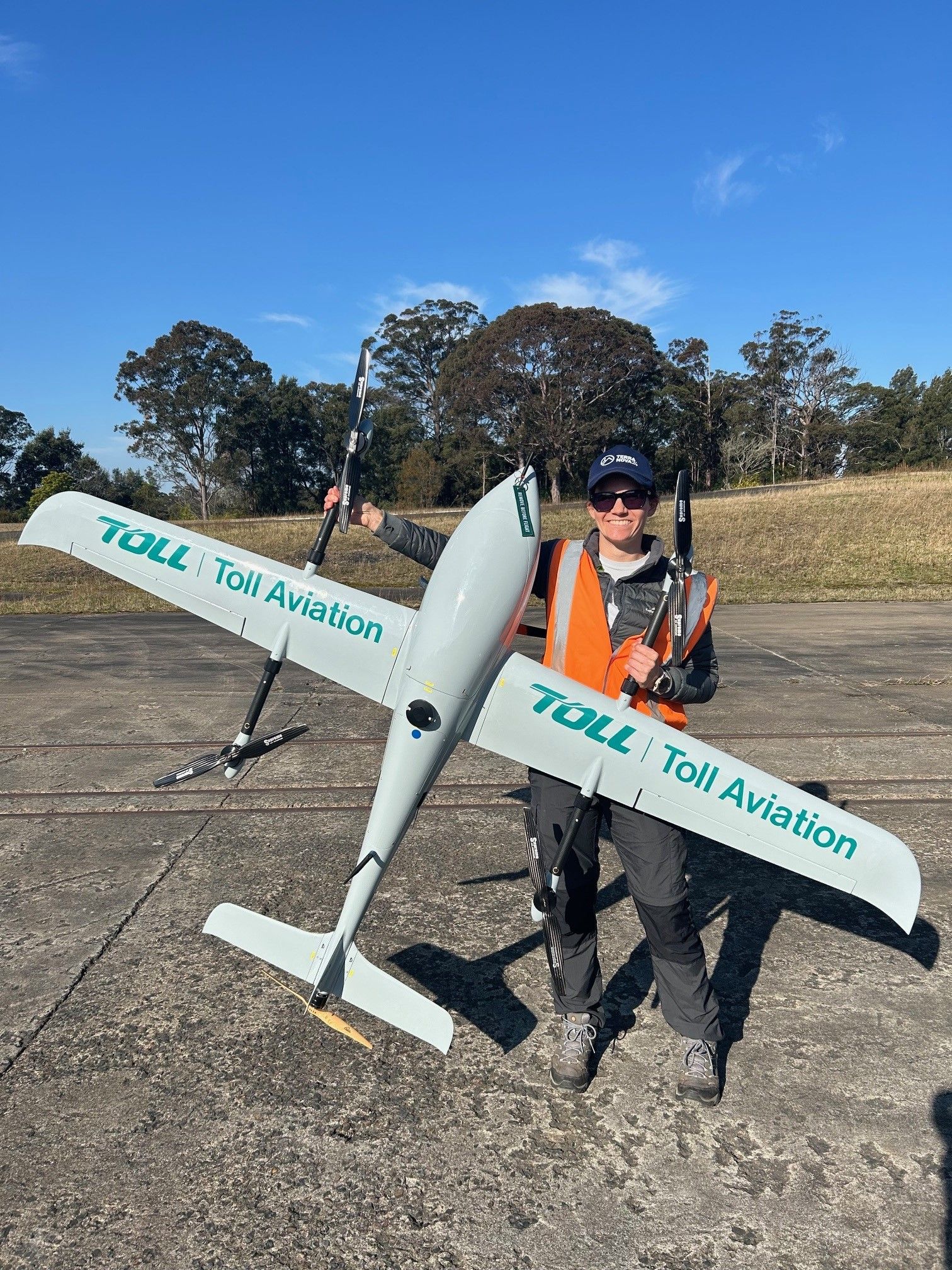 VTOL drone being held